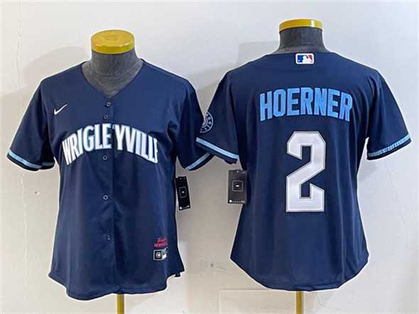 Women%27s Chicago Cubs #2 Nico Hoerner Navy City Connect Stitched Jersey->washington nationals->MLB Jersey